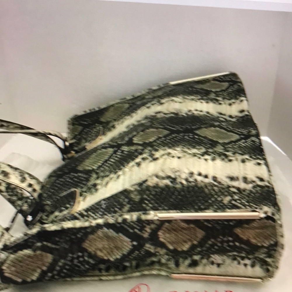Snake Print Tote Bag in Black and Cream